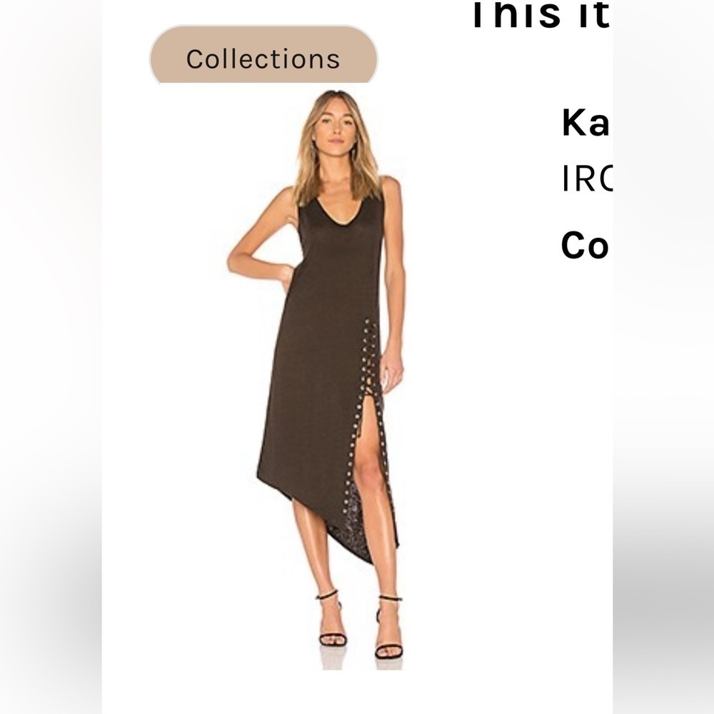 IRO Karossi Lace Up Dress Scoop Neck Tank Midi Burnout Jersey Linen ,Small, NWT - Picture 2 of 10